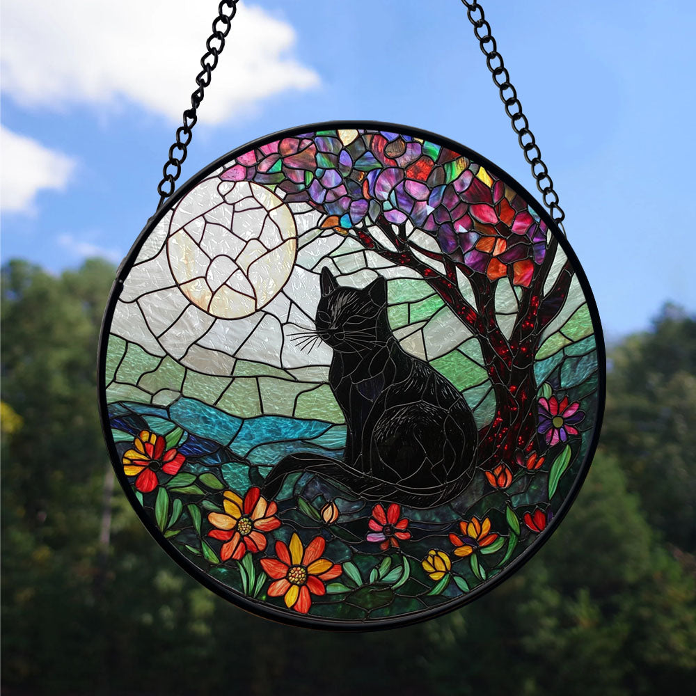 Spooksy™ Kitchen Christmas Gift - Black Cat Halloween Fall Christmas Stained Glass Hanging Ornament - Warm Holiday Tree Decoration, Christmas Gift for Mom, Dad, Friends, Family