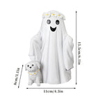 Spooksy™ Hand Painted White Ghost Walking Dog Statue Weatherproof Halloween Ornament for Farmhouse Porch Indoor Shelf Seasonal Decor(Whiteï¼?