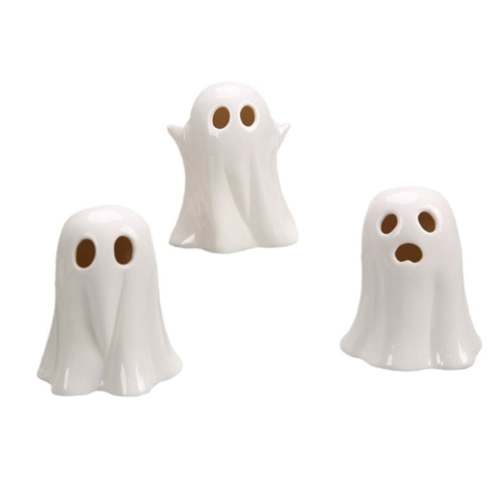 Spooksy™ 3 Pcs Halloween Spooky Ghost Ornaments â?? Warm Glow with Eerie Eyes, Halloween Decorations for Snack Tables, Dessert Stations & Halloween Party Setups â?? perfect for Costume Parties with spooky setups