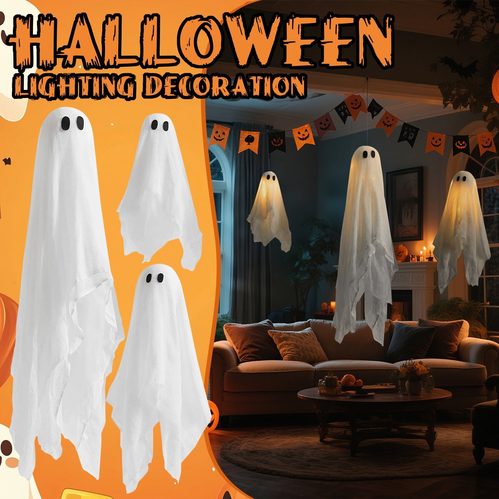 Spooksy™ 3 Piece Halloween Glowing Hanging Ornaments, Horror Cute Glow Decor for Indoor Outdoor, Festive Atmosphere Pendants for Porch Window Tree Party