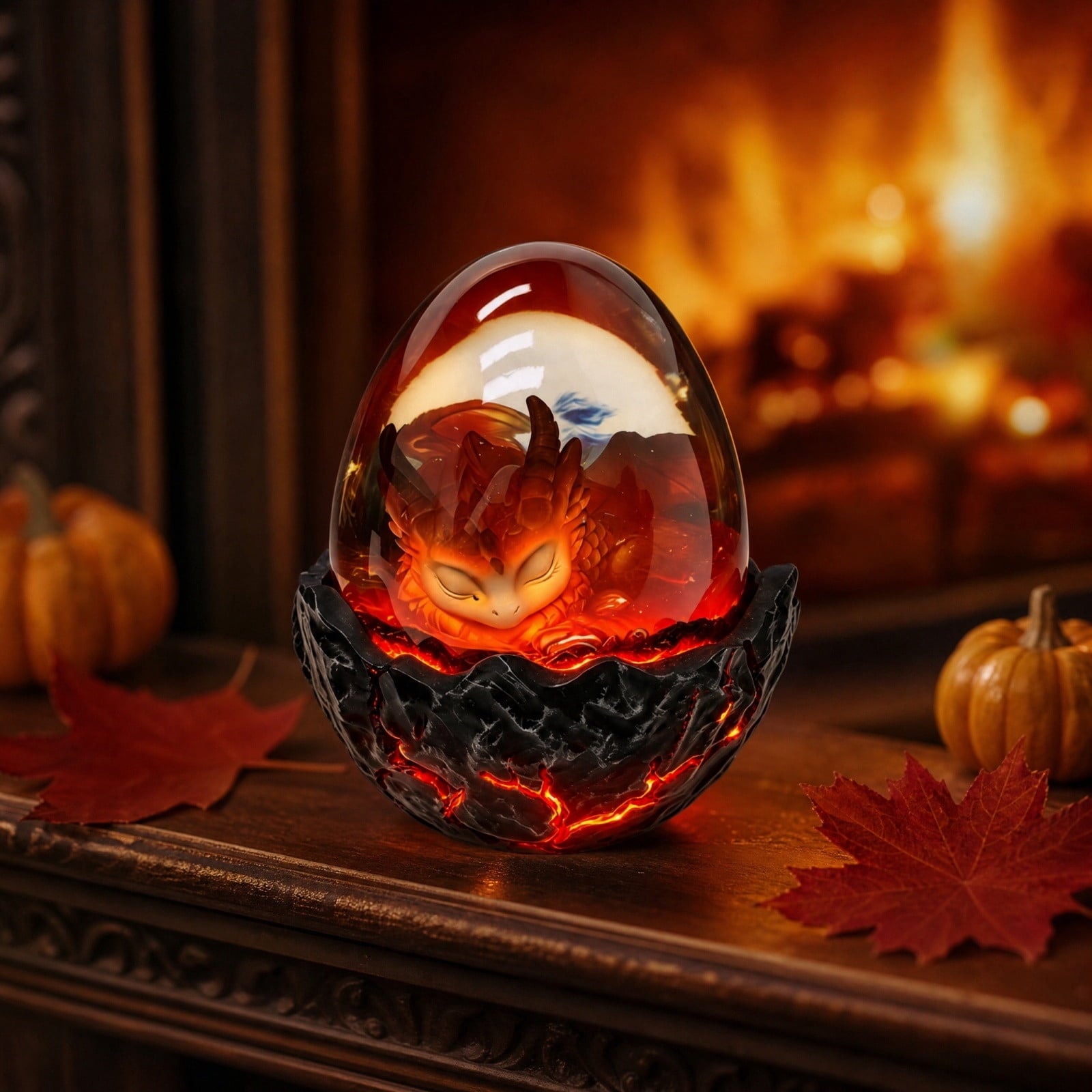 Spooksy™ Kyusrd Led Candlelight Lamp for Halloween Decor,Transparent Lavas Dragons Egg Ornament With LED Breathing Light