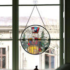 Spooksy™ Christmas Gift - Christmas Wooden Nutcracker Halloween Christmas Stained Glass Hanging Ornament - Evergreen Holiday Tree Decoration, Gift for Family & Friends