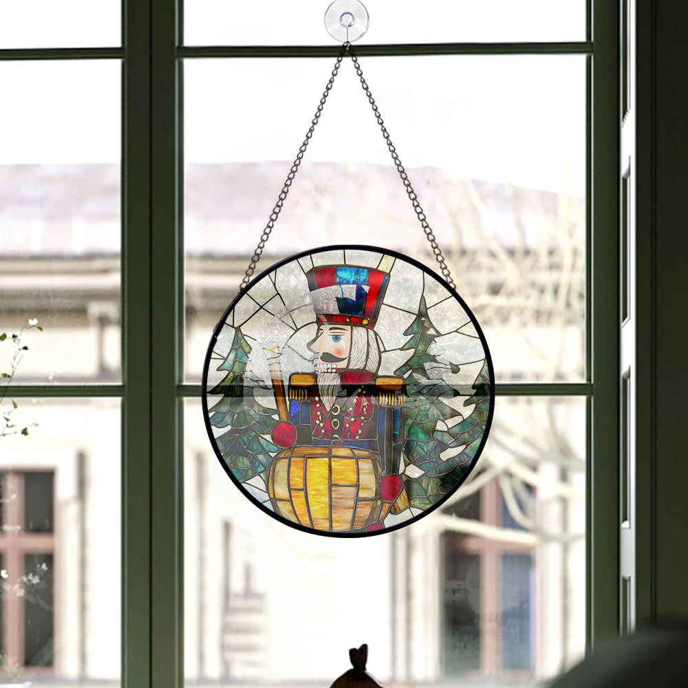 Spooksy™ Christmas Gift - Christmas Wooden Nutcracker Halloween Christmas Stained Glass Hanging Ornament - Evergreen Holiday Tree Decoration, Gift for Family & Friends
