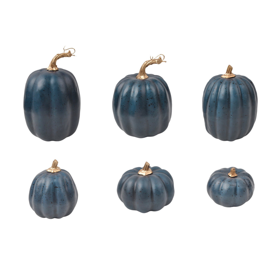 Spooksy™ Blue Artificial Pumpkins Decor Foam Pumpkin Ornament Fall Harvest Thanksgiving Halloween Mantel Tiered Tray Table Centerpiece Home Decoration Speckled Rustic Display Accent