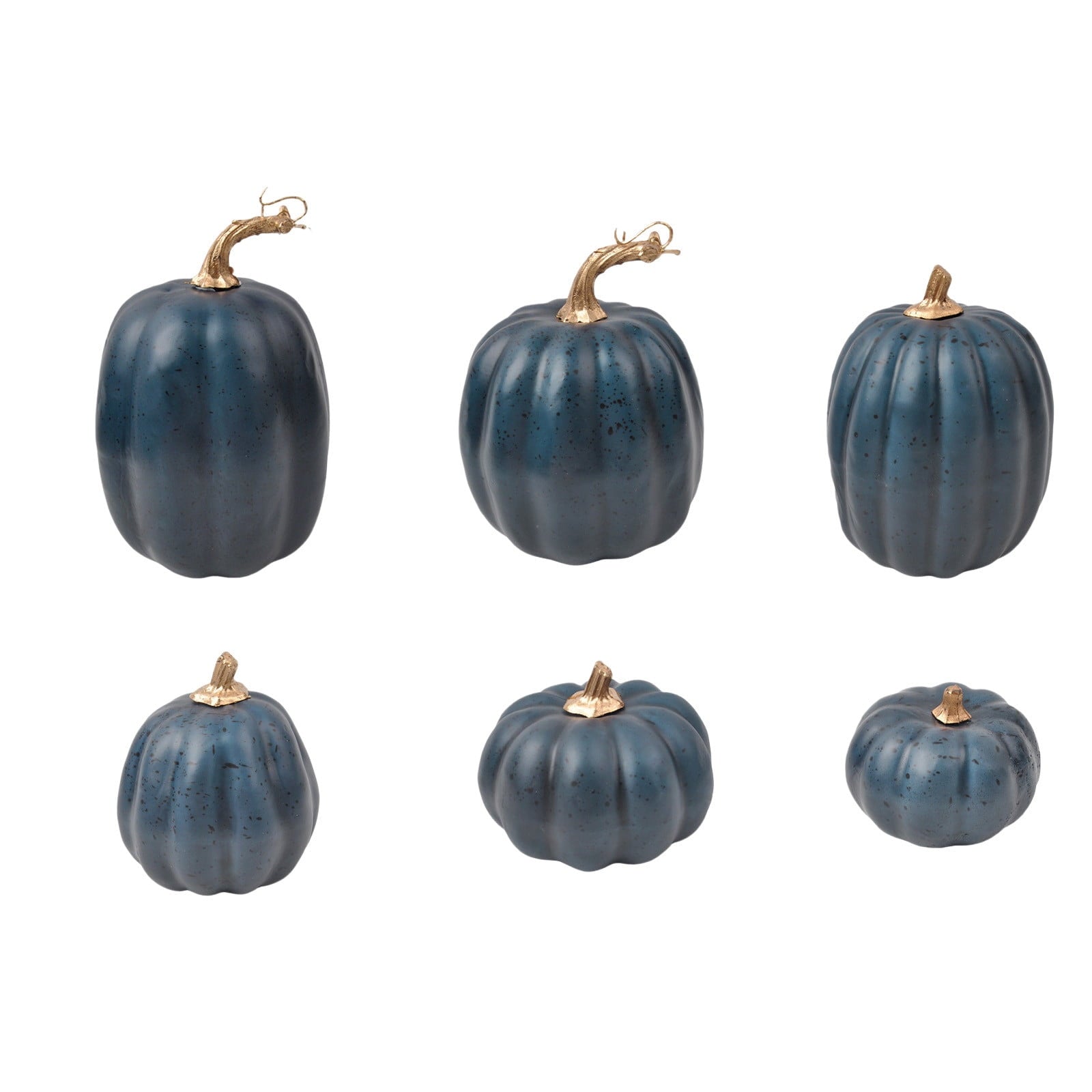 Spooksy™ Blue Artificial Pumpkins Decor Foam Pumpkin Ornament Fall Harvest Thanksgiving Halloween Mantel Tiered Tray Table Centerpiece Home Decoration Speckled Rustic Display Accent