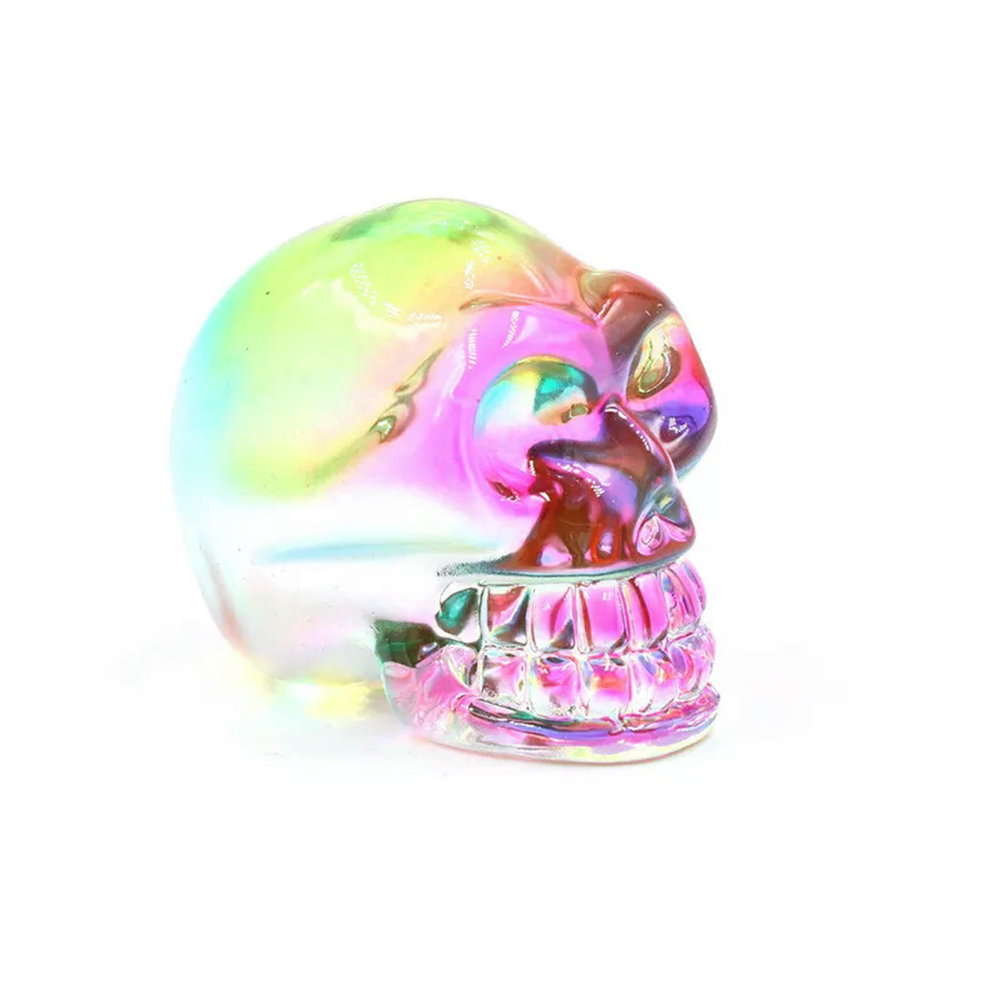 Spooksy™ HOOUN 8pcs 2inch Electroplated Multicolor Carved Skull Crystal Ornaments Halloween