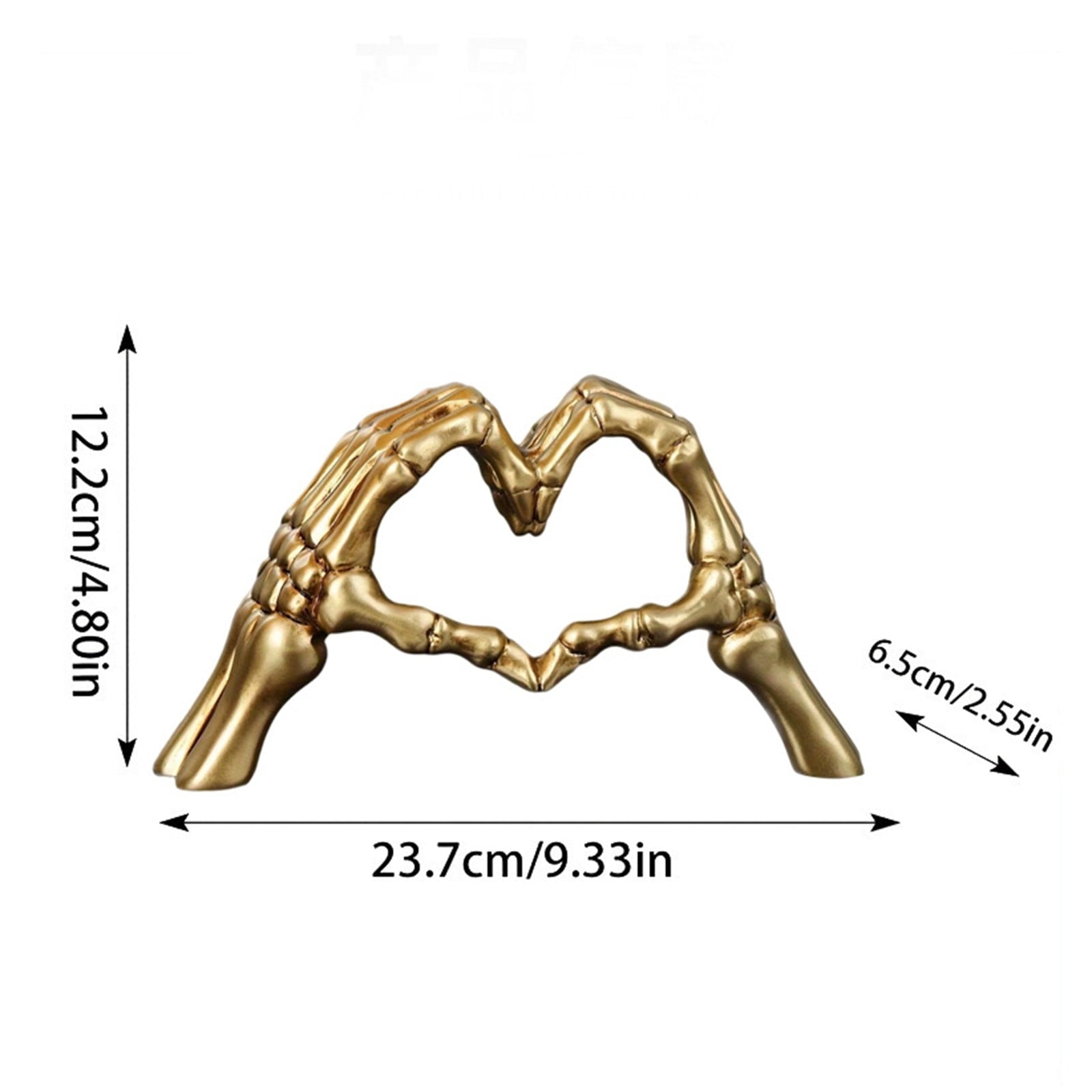 Spooksy™ Halloween Resin Abstract Skeleton Statue Love Ornaments Heart Shape Finger Gesture Figurines Halloween Home Desktop Decoration for Shelf Display Coffee Table Centerpiece Wedding Decor