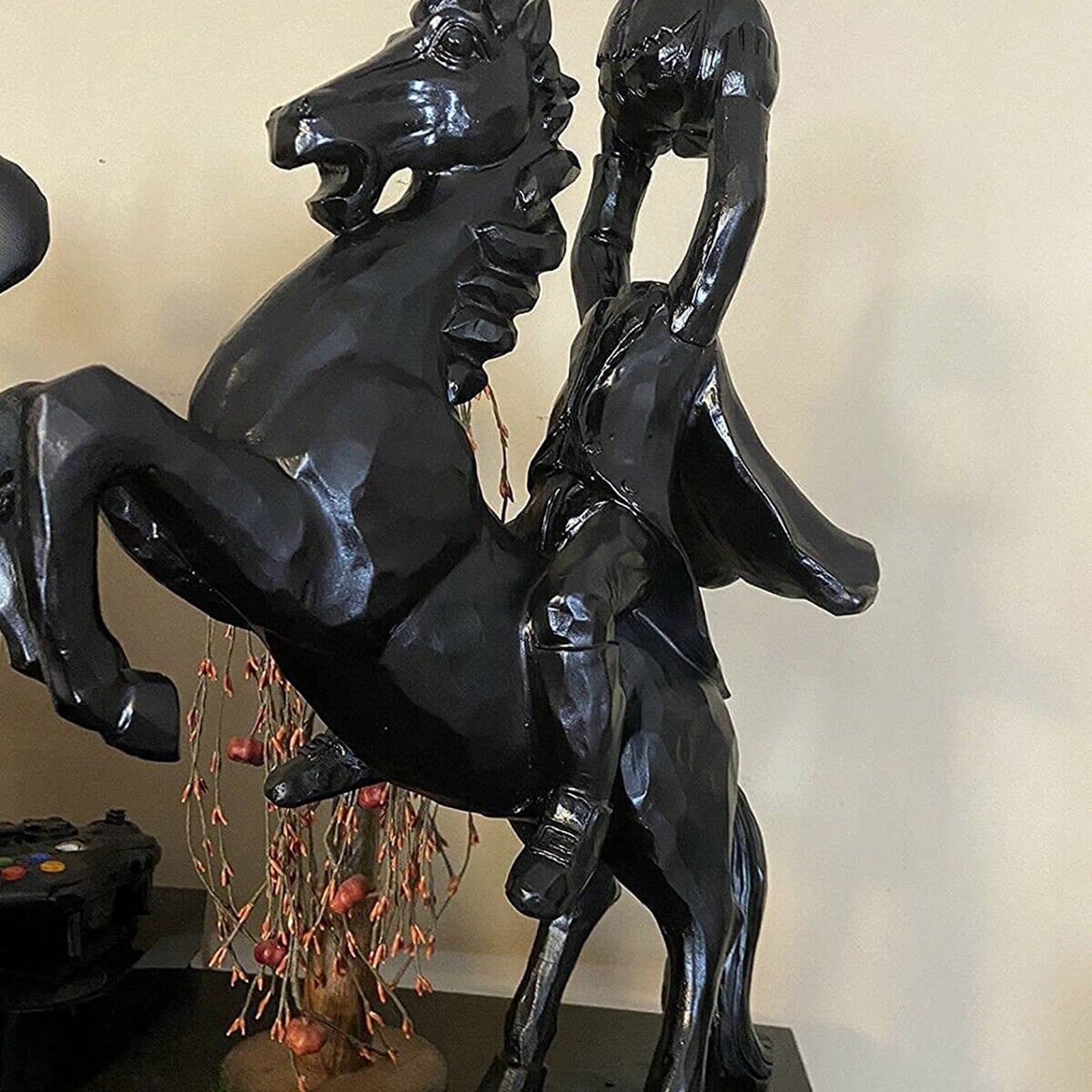 Spooksy™ Desktop Ornament Headless Horseman Resin Statue for Halloween Home Display, 22x12x9 cm, Black
