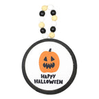 Spooksy™ Ganz Fun Halloween Disk Ornaments - Three Hanging Disk 7.75 Inch, Wood Pulp - Pumpkin Spider Hocus Pocus