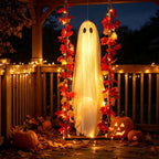 Spooksy™ Nnndbs Maple Leaf Mesh Ghost Hanging Ornament, Halloween Autumn Leaf Decor for Window Door Display, Spooky Fall Home Accent`