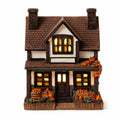 Spooksy™ Light Up Halloween House Tabletop Decor, LED Spooky Resin House with Witch Ghost Pumpkin Scene, Glowing Decoration for Mantel Shelf Party