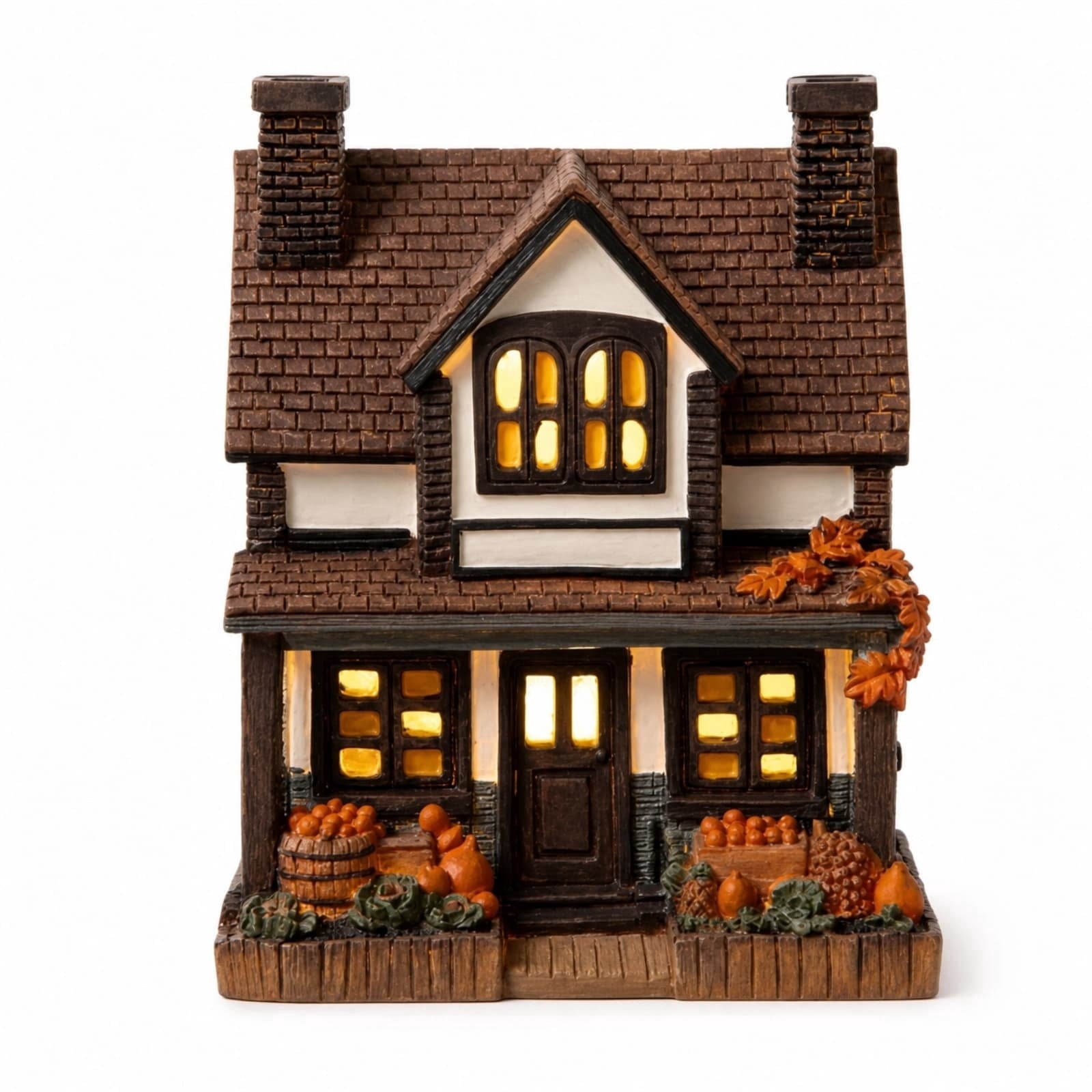 Spooksy™ Light Up Halloween House Tabletop Decor, LED Spooky Resin House with Witch Ghost Pumpkin Scene, Glowing Decoration for Mantel Shelf Party