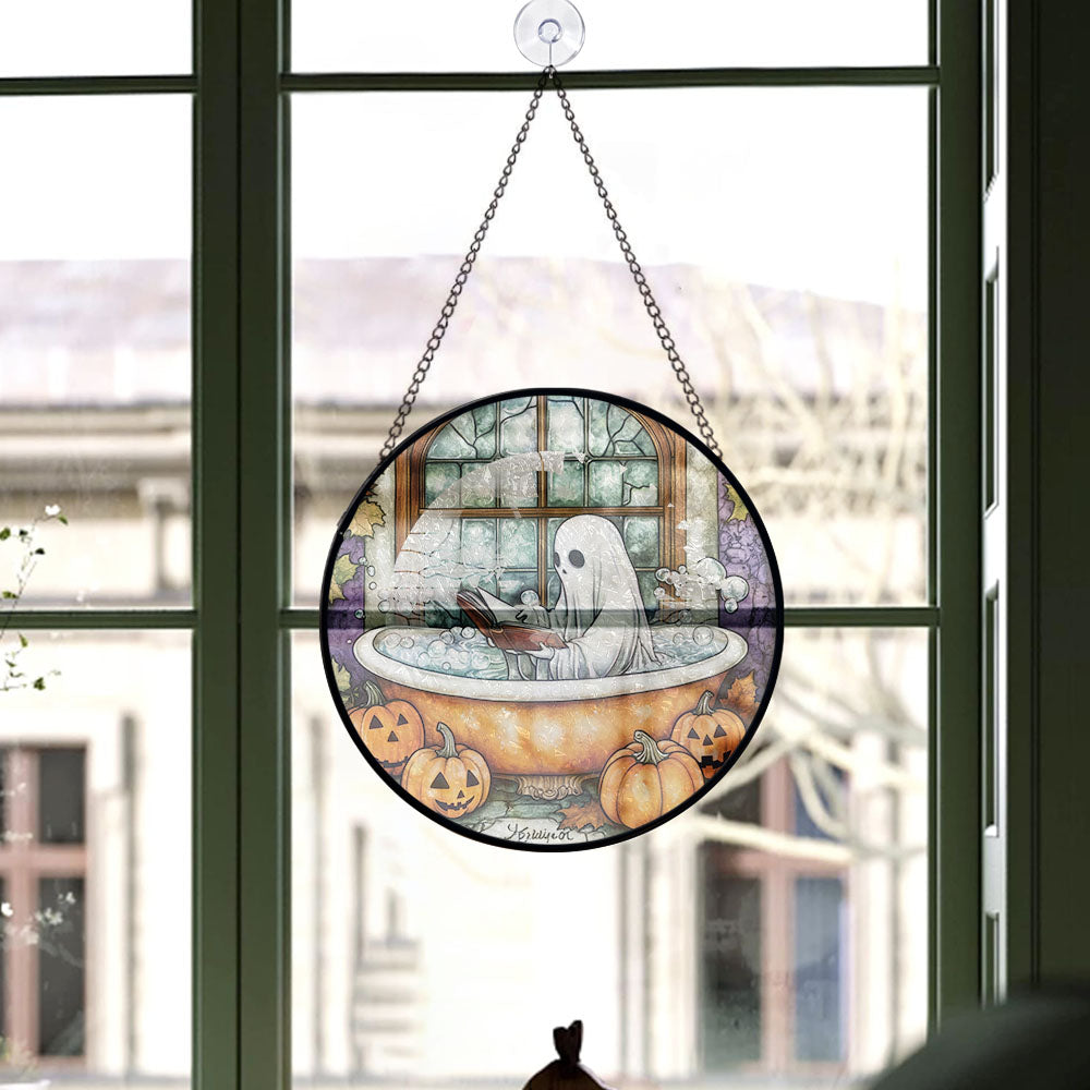 Spooksy™ Keepsake Christmas Gift - Cute Ghost Plant Cute Halloween Ghost Fall Hosting Christmas Stained Glass Hanging Ornament - Heirloom Holiday Tree Decor, Ideal Gift for Mom, Dad, Friends, Family 2025