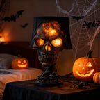 Spooksy™ HAHUT Halloween Lava Stone Skull Table Lamp, Gothic Resin Skeleton Statue Ornament for Halloween Anniversary Valentines Birthday Gifts