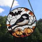 Spooksy™ Christmas Gift Idea - Halloween Chickadee Stained Glass Hanging Ornament - Merry & Bright Xmas Tree Decor, Holiday Gift for Family & Friends