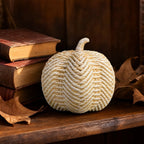 Spooksy™ Faux Rattan Pumpkin Decor, Beige Woven Halloween Ornaments for Fall Home Boho Farmhouse Table Centerpiece Mantel Shelf Porch Autumn Decoration Resin