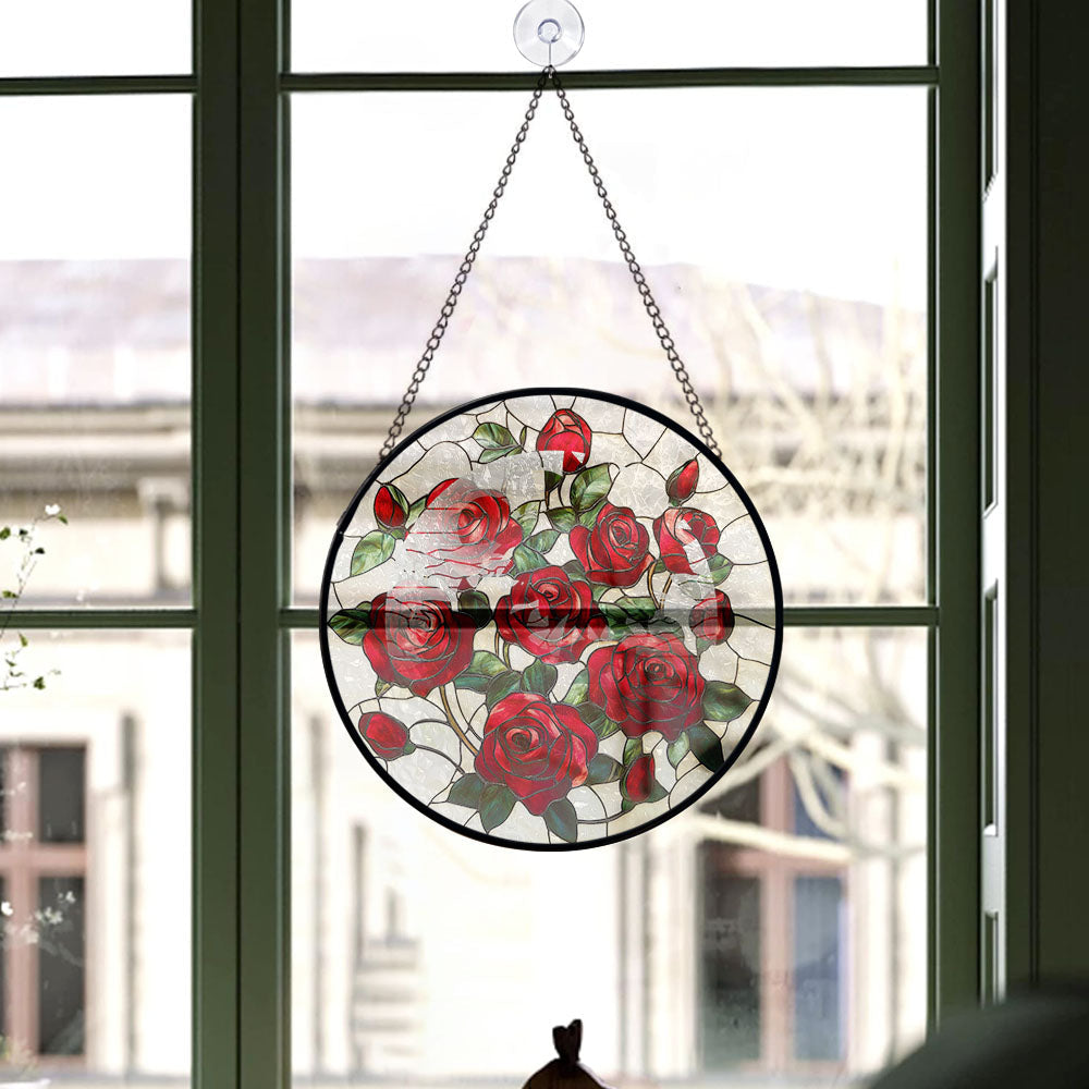 Spooksy™ Cute Christmas Gift - Valentine Rose Halloween Christmas Stained Glass Hanging Ornament - Heirloom Holiday Tree Decor, Ideal Gift for Mom, Dad, Friends, Family 2025
