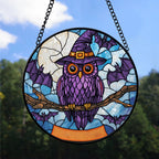 Spooksy™ Christmas Gift - Owl Halloween BirdationsBird Christmas Stained Glass Hanging Ornament - Glossy Round Holiday Tree Decoration, Xmas Gift for Dad, Mom, Family & Friends, Keepsake 2025