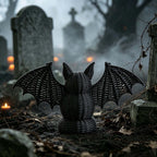 Spooksy™ SHJHENG Woven Bat Figurine â?? Black Rattan Style Halloween Decoration, Spooky Desktop Ornament for Home, Mantel, and Party Display, 7.09 Inch Tall