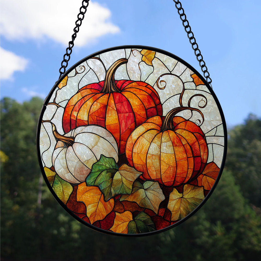 Spooksy™ Premium Christmas Gift - Halloween Orange White Ghosts Spookys Xmas Stained Glass Hanging Ornament - Festive Holiday Tree Decoration, Gift for Family & Friends, Collectible 2025