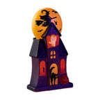 Spooksy™ 11.8 Inch Resin Light Up Spooky Halloween Manor Tabletop Decor Battery Operated LED Witch Ghost Black Cat Pumpkin Scene Lamp Mantel Shelf Indoor Halloween Party Home Seasonal Ornament