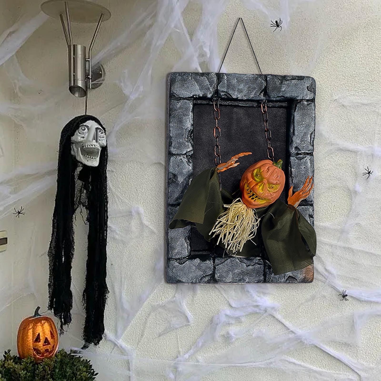 Spooksy™ HOZVOMI Motion-Activated Halloween Tombstone Decoration - Hanging Ornament with Glowing LED & Screaming Sound Effects for Spooky Outdoor Indoor Decor