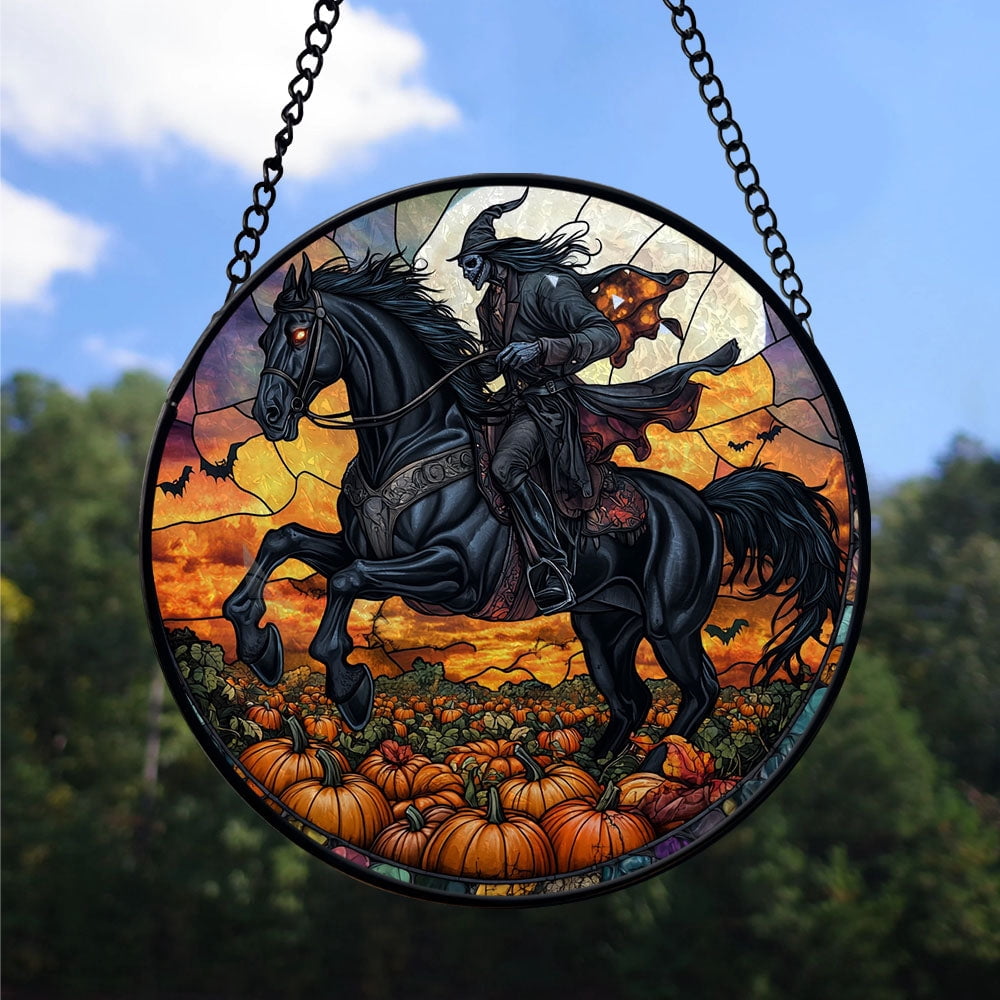 Spooksy™ Christmas Gift Box - Knight Halloween Stained Glass Hanging Ornament - Reindeer & Bells Christmas Tree Decor, Holiday Gift for Mom, Dad, Friends, Family