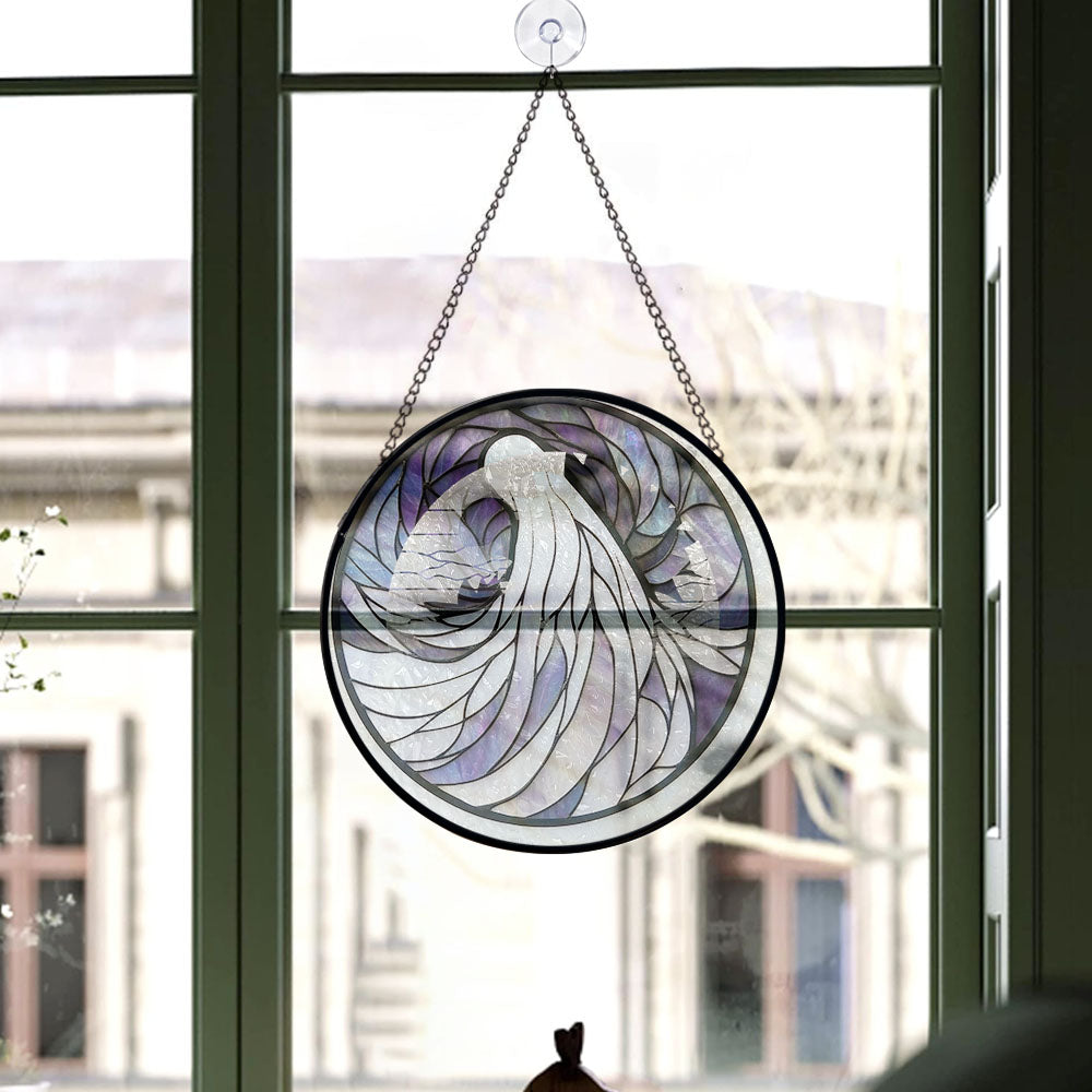 Spooksy™ Vintage Style Christmas Gift - Halloween Fantasy Ghost Spooky Blue Purples Stained Glass Hanging Ornament for Christmas - Sparkling Tree Decoration, Great Holiday Gift for Mom, Dad, Friends, Family