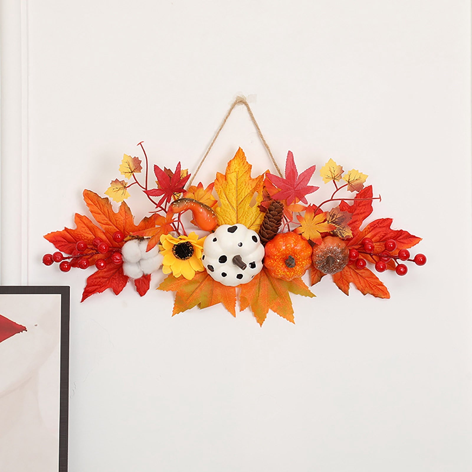 Spooksy™ Gaecuw Halloween Maple Leaf Pumpkin Hanging Ornament Fall Festival Wall Decor for Front Door Party Indoor Supplies