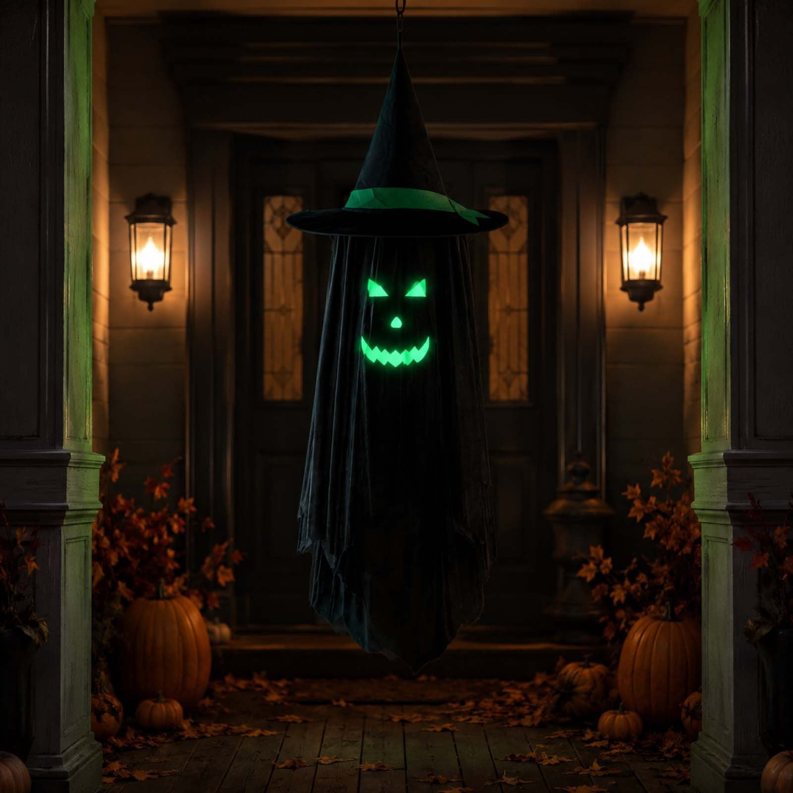Spooksy™ Halloween Ghost Glow in Dark Outdoor Hanging Ornament 11.8 Inch - Spooky Luminous Pendant with Expressive Face for Yard Porch Tree Party Decor