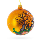 Spooksy™ Enchanting Witch Riding Pumpkin Glass Ball Halloween Ornament 4 Inches