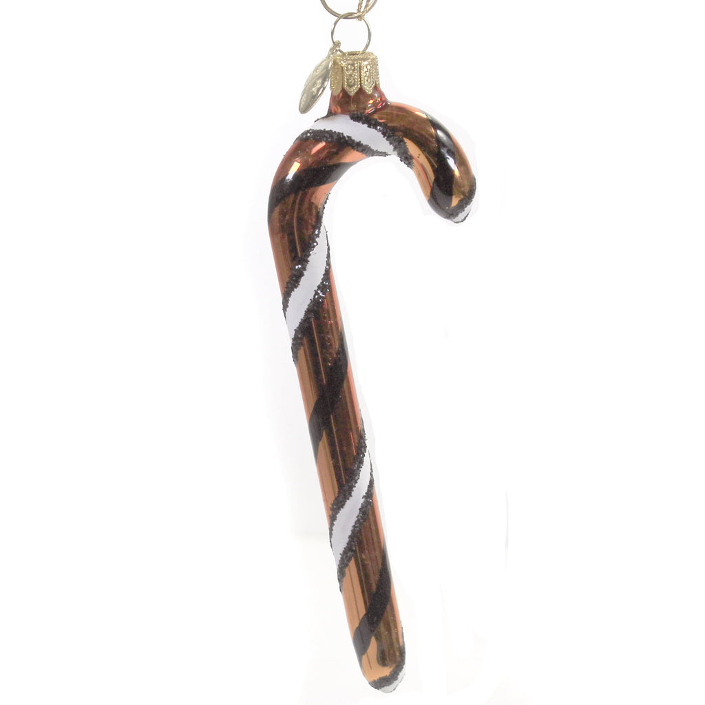Spooksy™ 5.75In Orange White Black Candy Cane, Glass, Ornament Halloween Stripe 14755