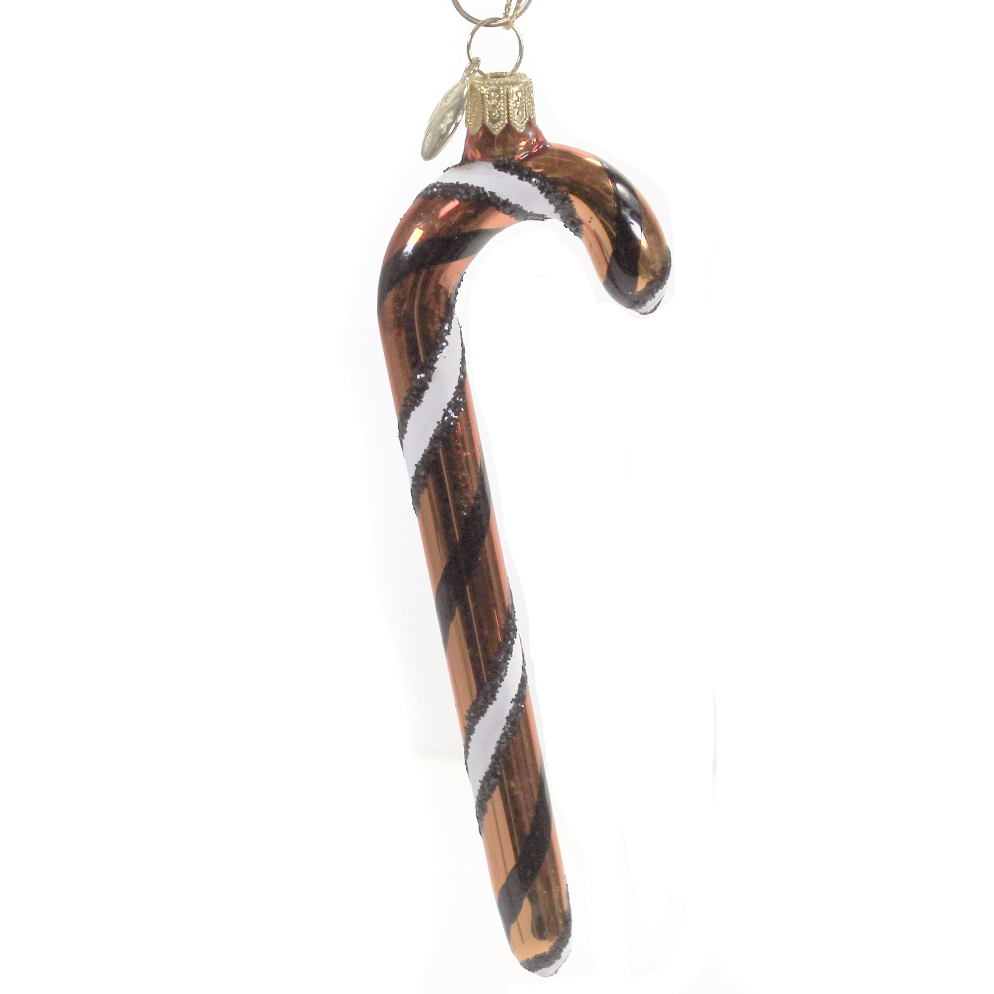 Spooksy™ 5.75In Orange White Black Candy Cane, Glass, Ornament Halloween Stripe 14755