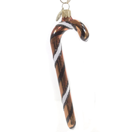 Spooksy™ 5.75In Orange White Black Candy Cane, Glass, Ornament Halloween Stripe 14755