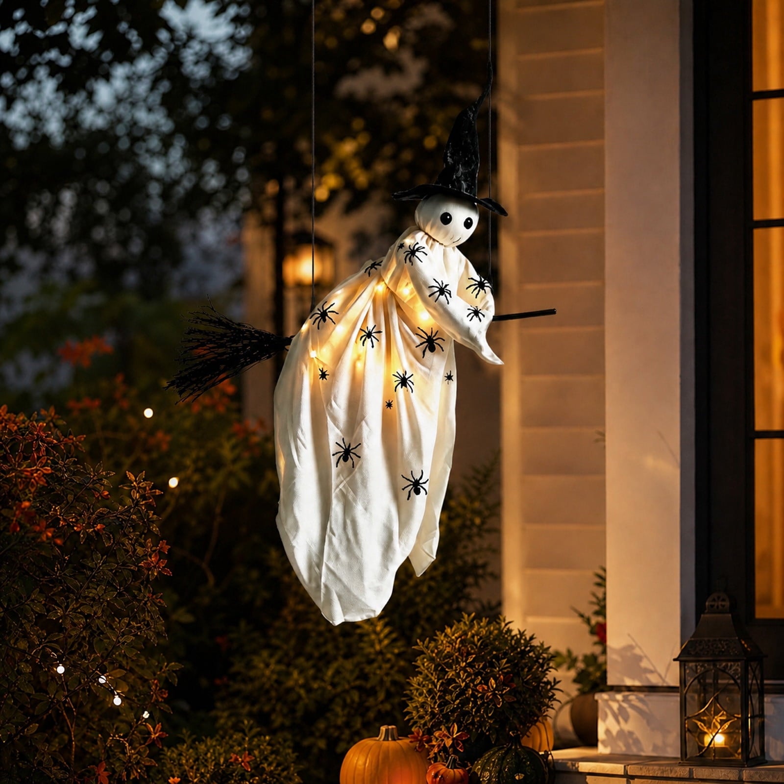 Spooksy™ Halloween Flying Ghost Decorations, Large Hanging Ghost Ornament with Weather Resistant Design and Swinging Effect, Spooky Outdoor Yard Decor for Porch Tree Garden Party House Decoration-B