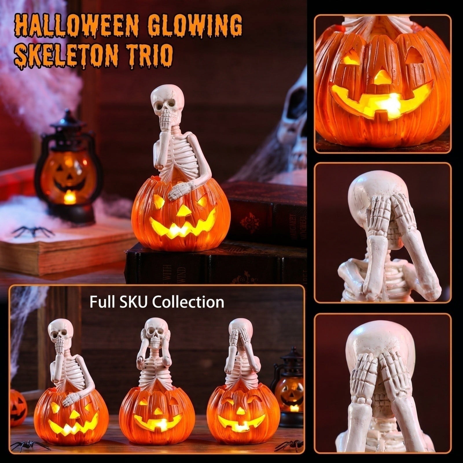 Spooksy™ HaiSphere Halloween Decorations Indoor Glow Resin Ornament Collection - Halloween Party Decorations Scene Prop for Window Sill Bookshelf Home