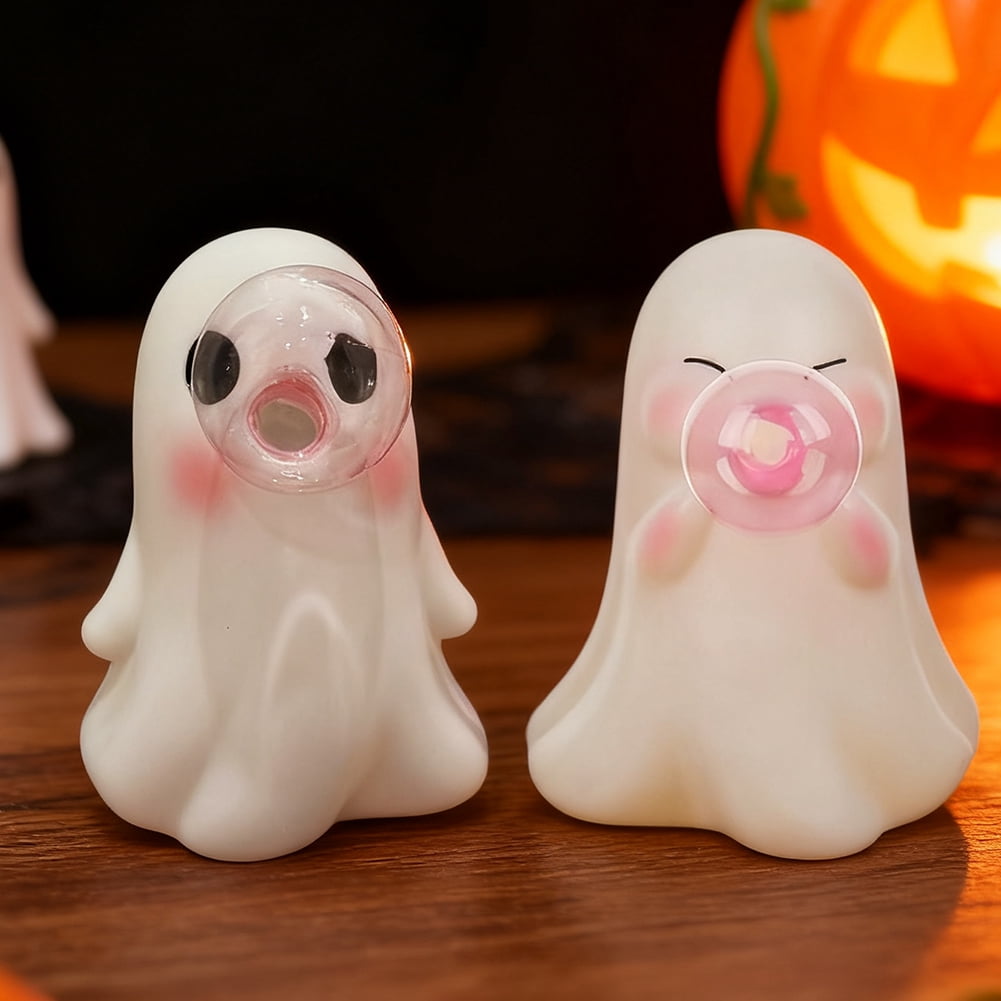 Spooksy™ Yucurem 2 Pack Halloween Bubbles Ghost Figurine for Ghost Lovers, Bubble Blowing Ghost Statue Ornament for Halloween Party Table Desk Tray Shelf Decor
