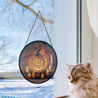 Spooksy™ Halloween Pumpkin Stained Glass Window Hanging Sun Catcher Halloween Haning Ornament Decoration Christmas Birthday Gifts for Lover and Friends, Stained Glass Ornament 2025,