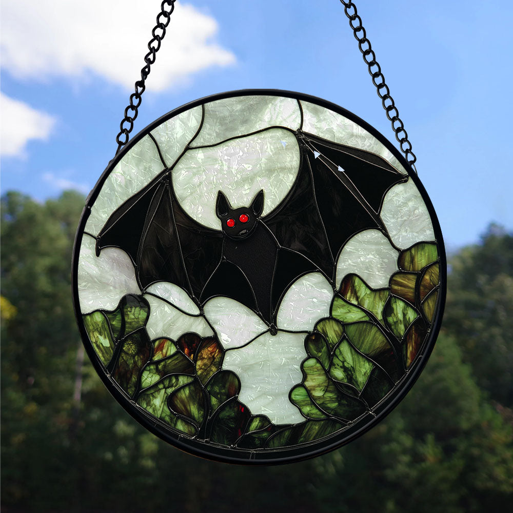 Spooksy™ Small Christmas Gift - Halloween Bat Stained Glass Hanging Ornament - Merry Christmas Tree Decor, Thoughtful Holiday Gift for Mom, Dad, Friends, Family