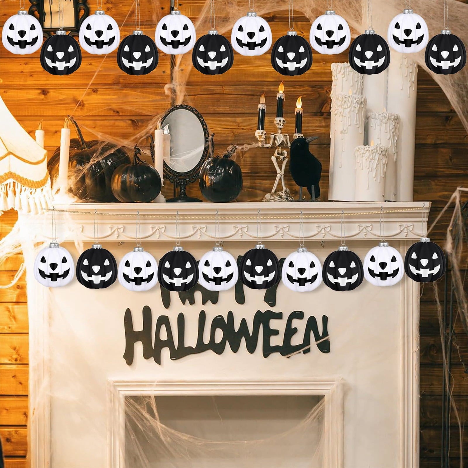 Spooksy™ HomeKingdee Halloween Ornaments Pumpkin Tree Decorations Night Christmas JackoLantern Hanging Ball Plastic Spooky Horror Gothic Christmas Home Ornaments