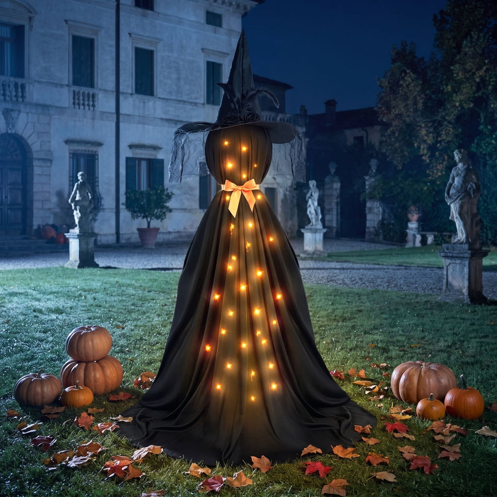 Spooksy™ Qwtwty Glowing Halloween Ghost Decoration with LED Lights, Large Witch Ghosts Halloween Ornaments for Front Yard Patio Garden Party Decor Indoor Outdoor