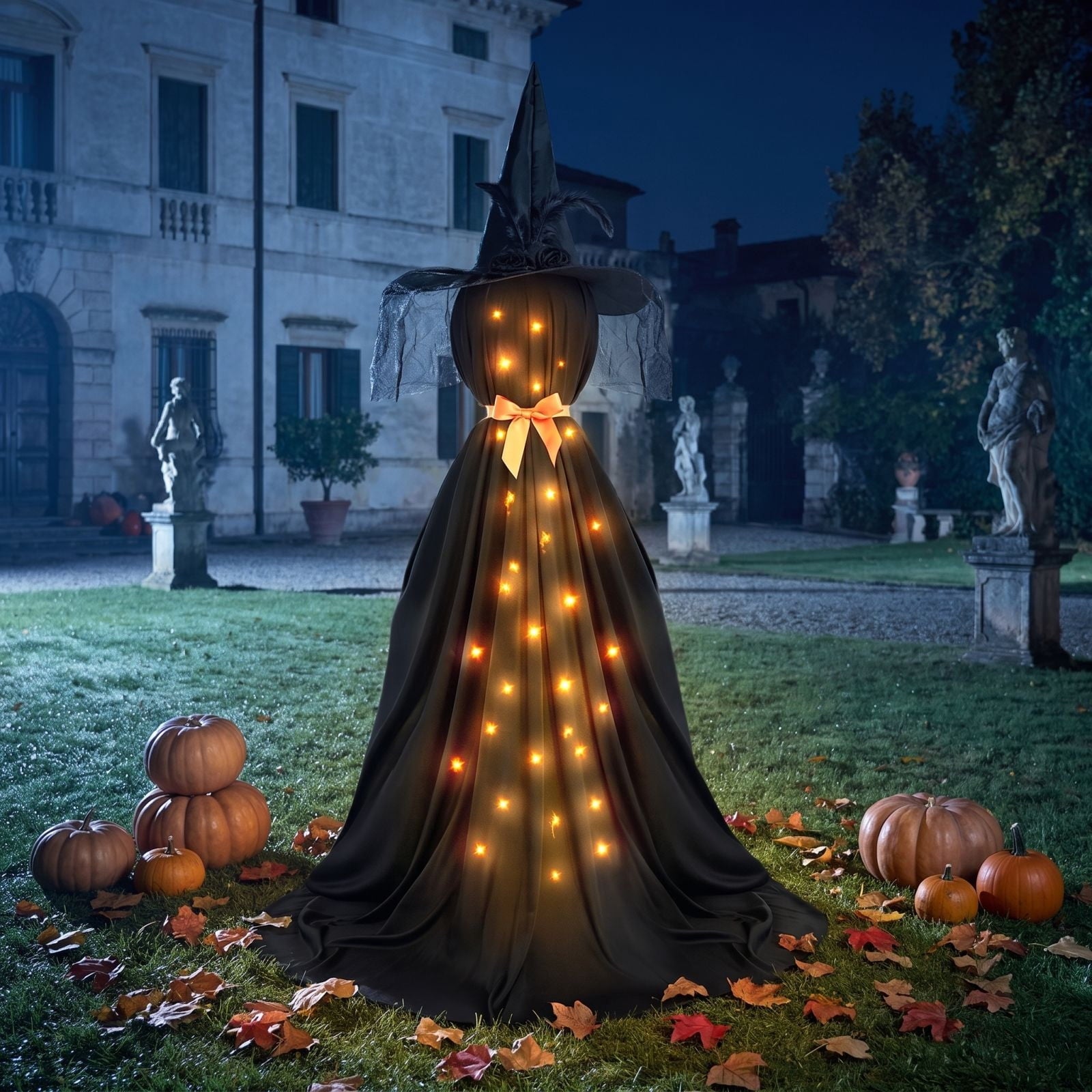 Spooksy™ Qwtwty Glowing Halloween Ghost Decoration with LED Lights, Large Witch Ghosts Halloween Ornaments for Front Yard Patio Garden Party Decor Indoor Outdoor