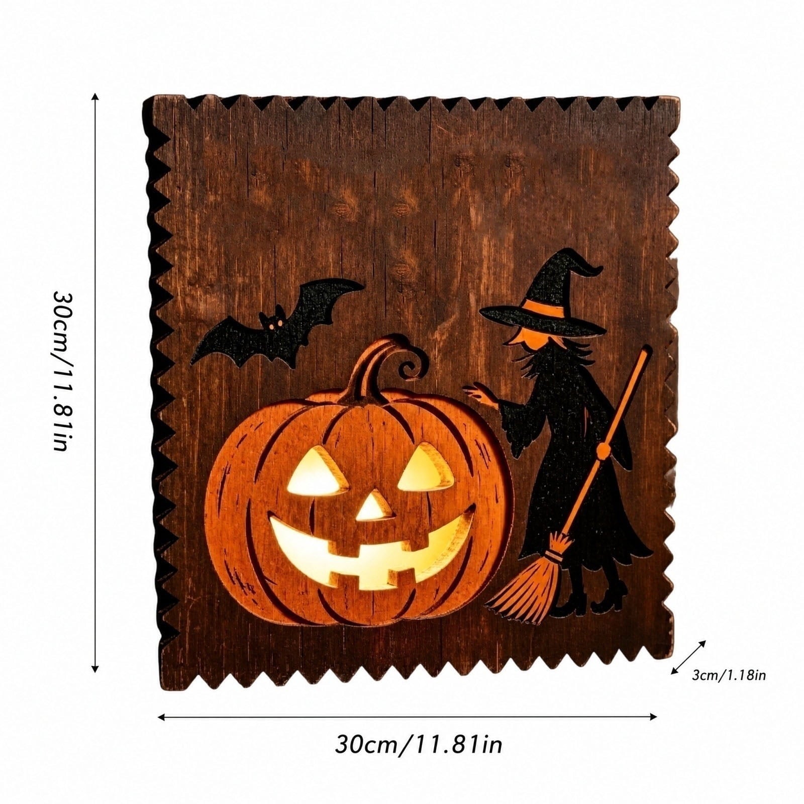 Spooksy™ FantasyFrolic Summerween Halloween Resin Pumpkin Hanging Ornament 3D Glowing Witch Bat Wall Decor Festive Home Party Atmosphere B