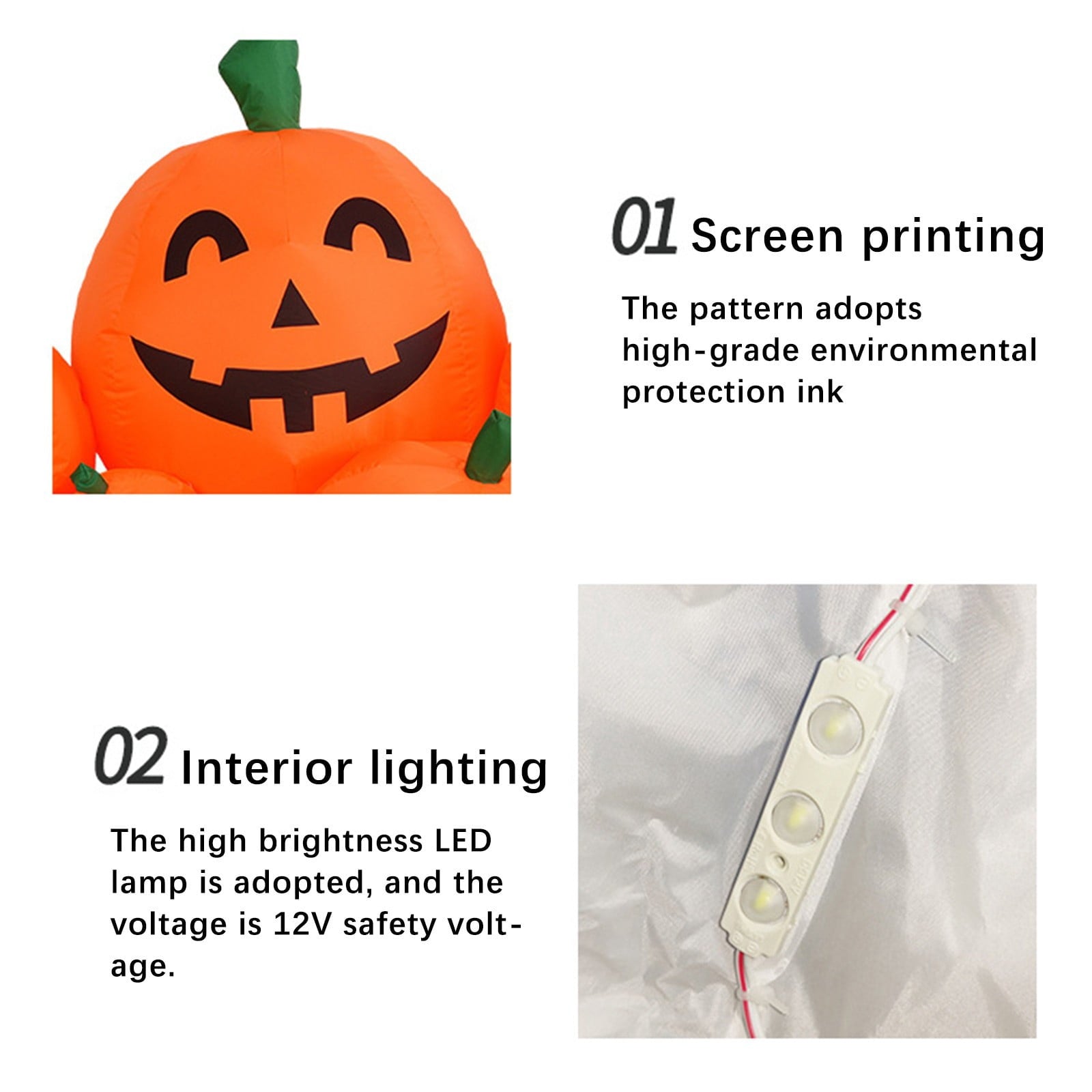 Spooksy™ YIKA Halloween Decoration Halloween Pumpkin Inflatable 2.2m 7 Pumpkin Ghost Halloween Decoration Halloween Ornaments