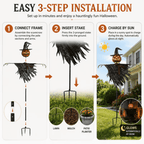 Spooksy™ Solar Lighted Pumpkin Scarecrow Sentinel, Handâ??Painted Metal Lightâ??Up Jackâ??oâ??Lantern Ornament, Solar Powered Yard Art, Spooky Decor for Halloween Party, Garden and Backyard