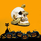 Spooksy™ FFENYAN Halloween Decorations Snake Skull Decoration Ornaments With Lights Crafts White