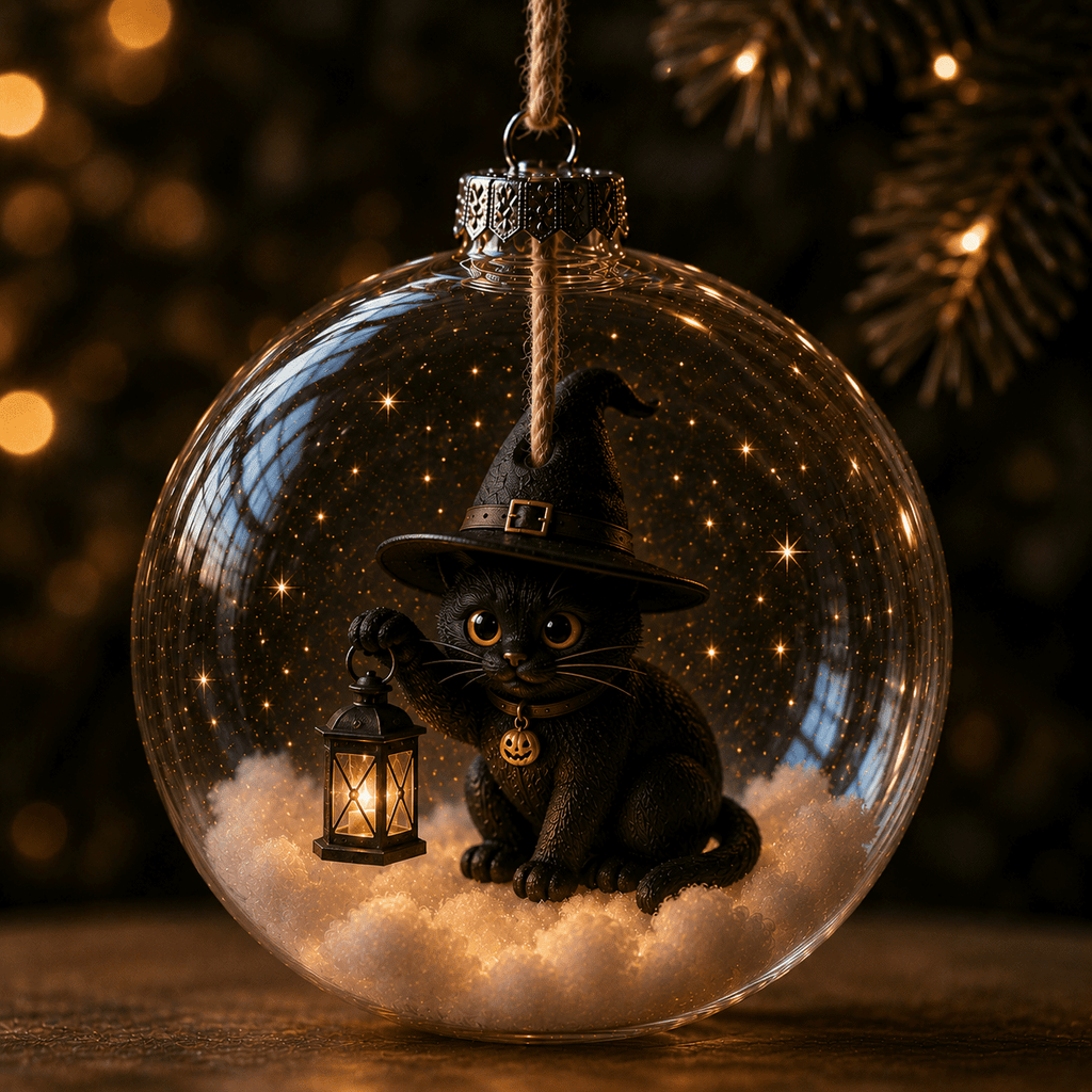 Spooksy™ Halloween Decorations Tree Ornaments Collection-Glowing Halloween Ornament Collection â?? Cat, Witch, Pumpkin & Ghost Baubles