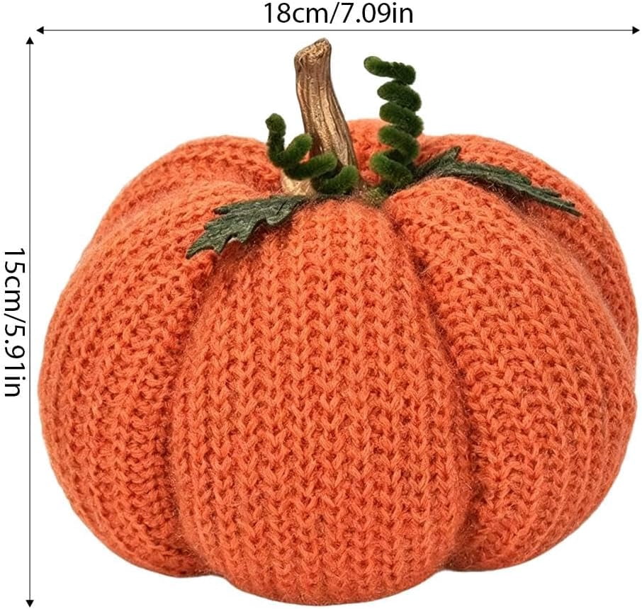 Spooksy™ Knitted Pumpkin Decor, Fall Harvest Crochet Pumpkins, Cute Knit Pumpkin Ornaments for Halloween Thanksgiving Home Decor, Fall Room Mantel Table Decoration (RL)