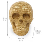 Spooksy™ GIPQJK Summerween Halloween Diamond Resin Skull Gold, Rhinestone Embellished Skeleton Head Ornament for Party Home Decor Desktop Display Gold
