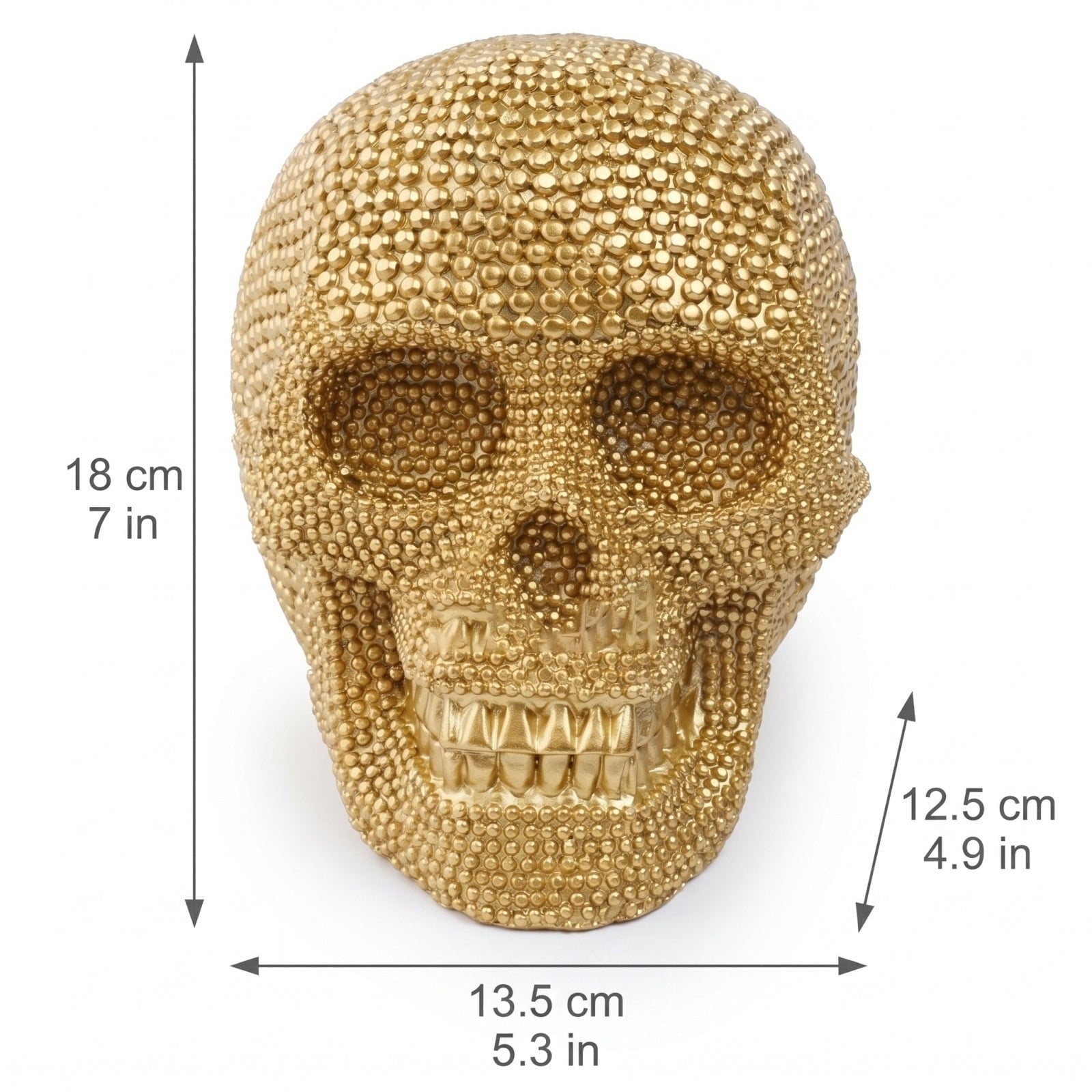 Spooksy™ GIPQJK Summerween Halloween Diamond Resin Skull Gold, Rhinestone Embellished Skeleton Head Ornament for Party Home Decor Desktop Display Gold